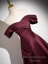 Off The Shoulder A-Line Satin Ruched Floor Length Semi Formal Prom Dress